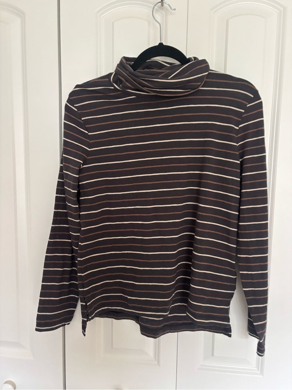 Madewell Charcoal, Brown and Cream Striped Long Sleeve NWT